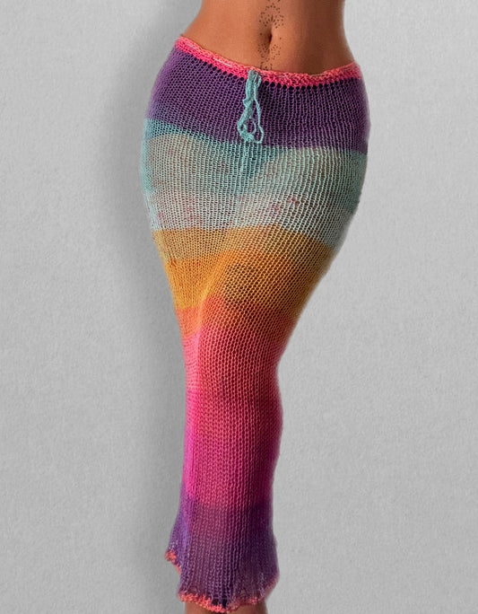 Rainbow Knit Skirt ⋆.𐙚 ̊